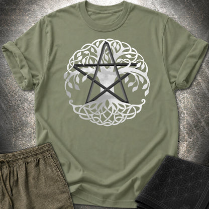 Pagan Celtic Tree Wicca T-Shirt - Pagan Celtic Tree Wicca T-Shirt - Military Green