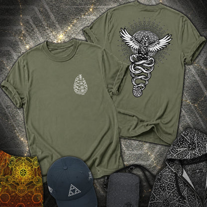 Pineal Gland Awakening 2 Sided T-Shirt - Pineal Gland Awakening 2 Sided T-Shirt - Military Green
