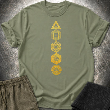 Platonic Solids Sacred Patterns T-Shirt - Platonic Solids Sacred Patterns T-Shirt - Military Green