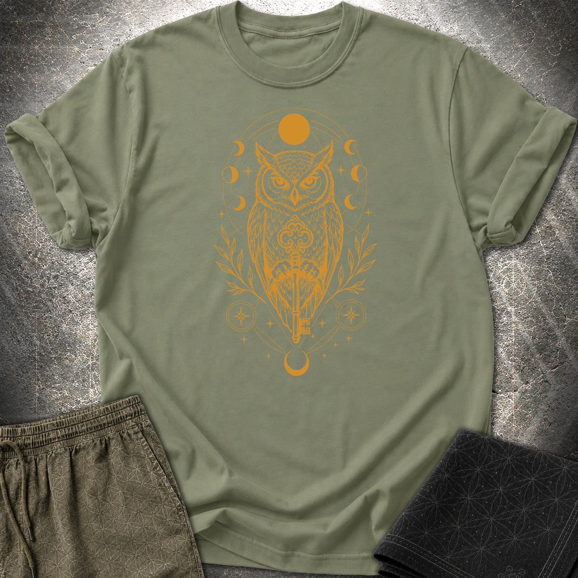 Owl Wisdom Key - Owl Wisdom Key T-Shirt - Military Green
