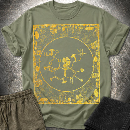Psilocybin Molecule Mushroom Frame - Psilocybin Molecule Mushroom Frame  T-Shirt - Military Green
