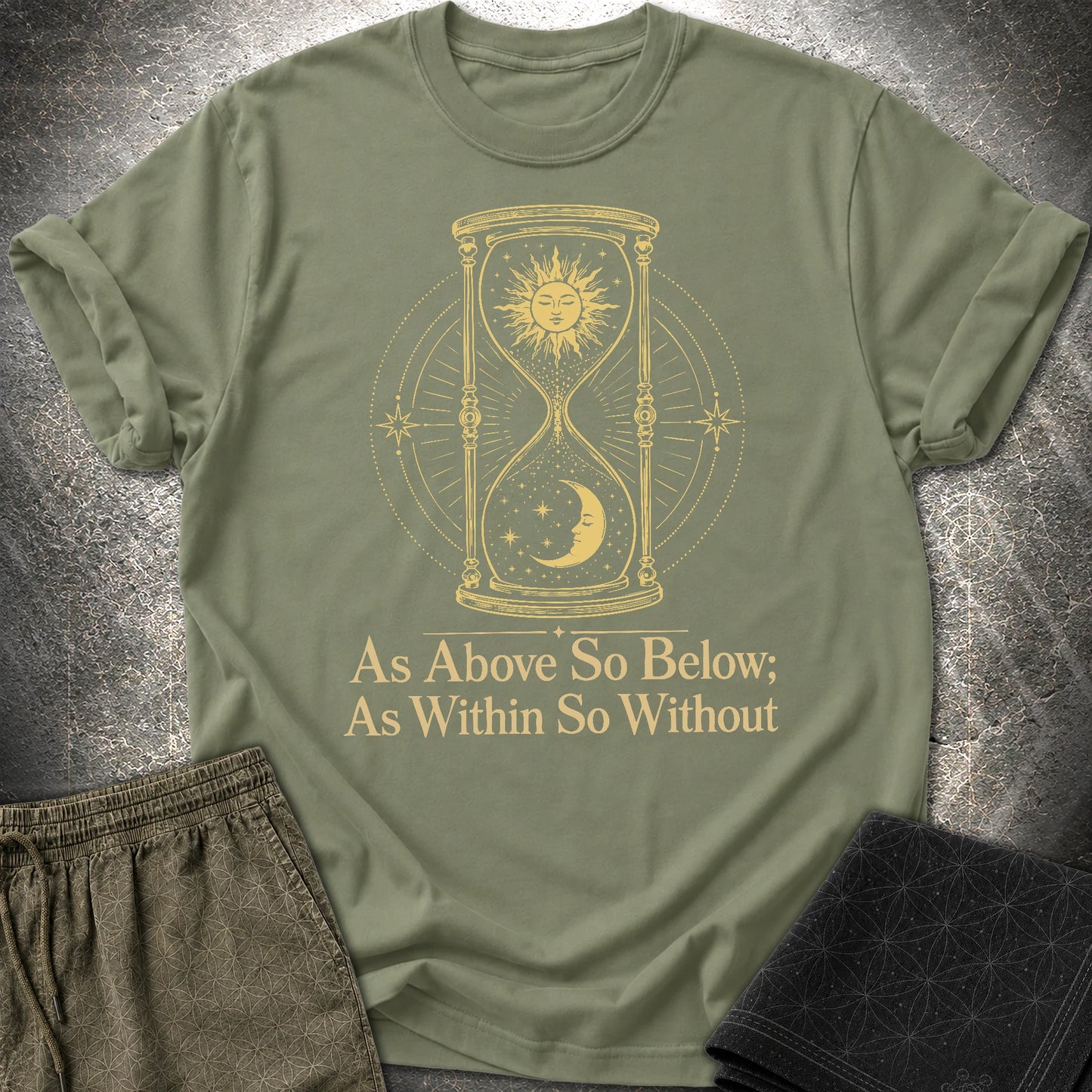 As Above So Below Hourglass - As Above So Below Hourglass T-Shirt - Military Green
