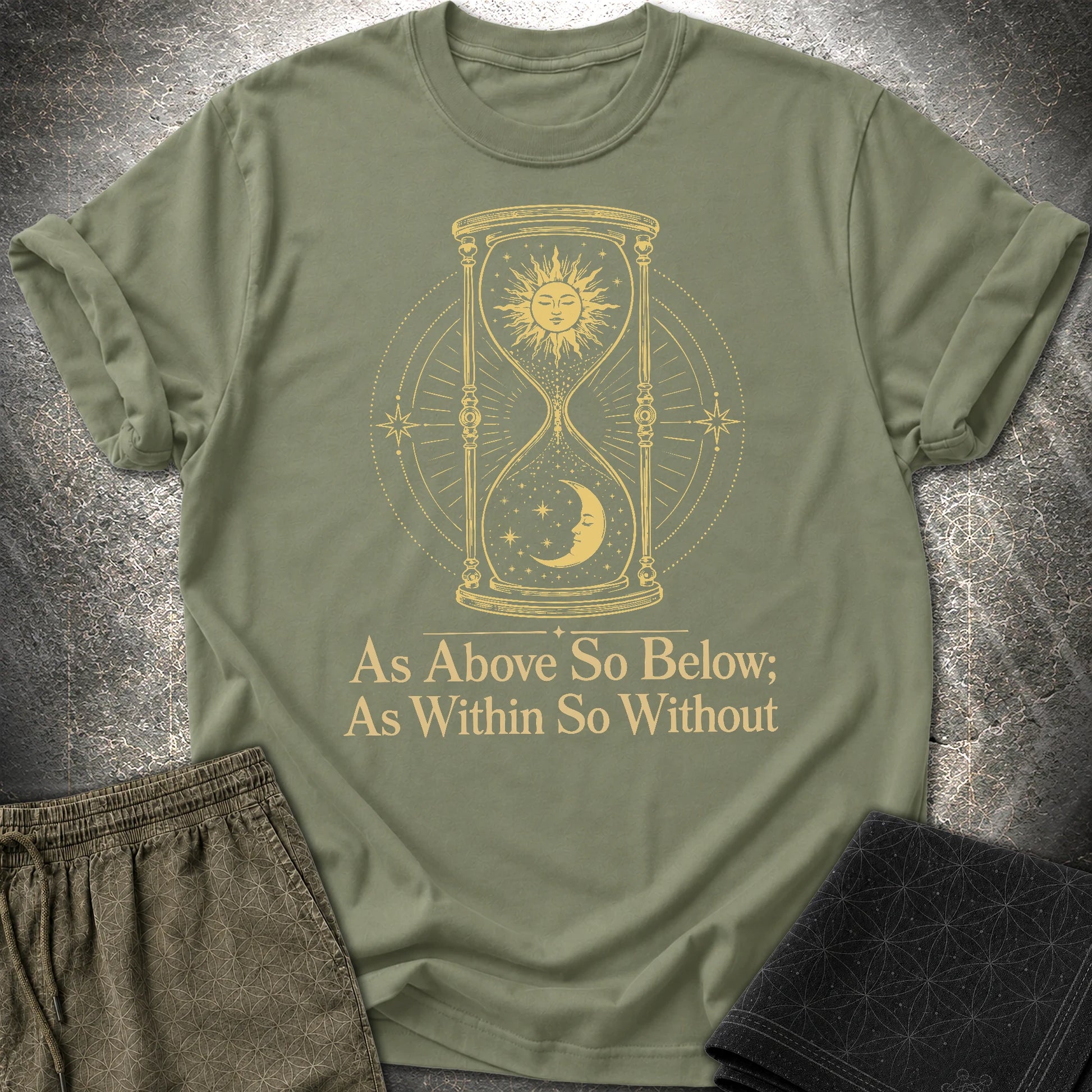 As Above So Below Hourglass - As Above So Below Hourglass T-Shirt - Military Green