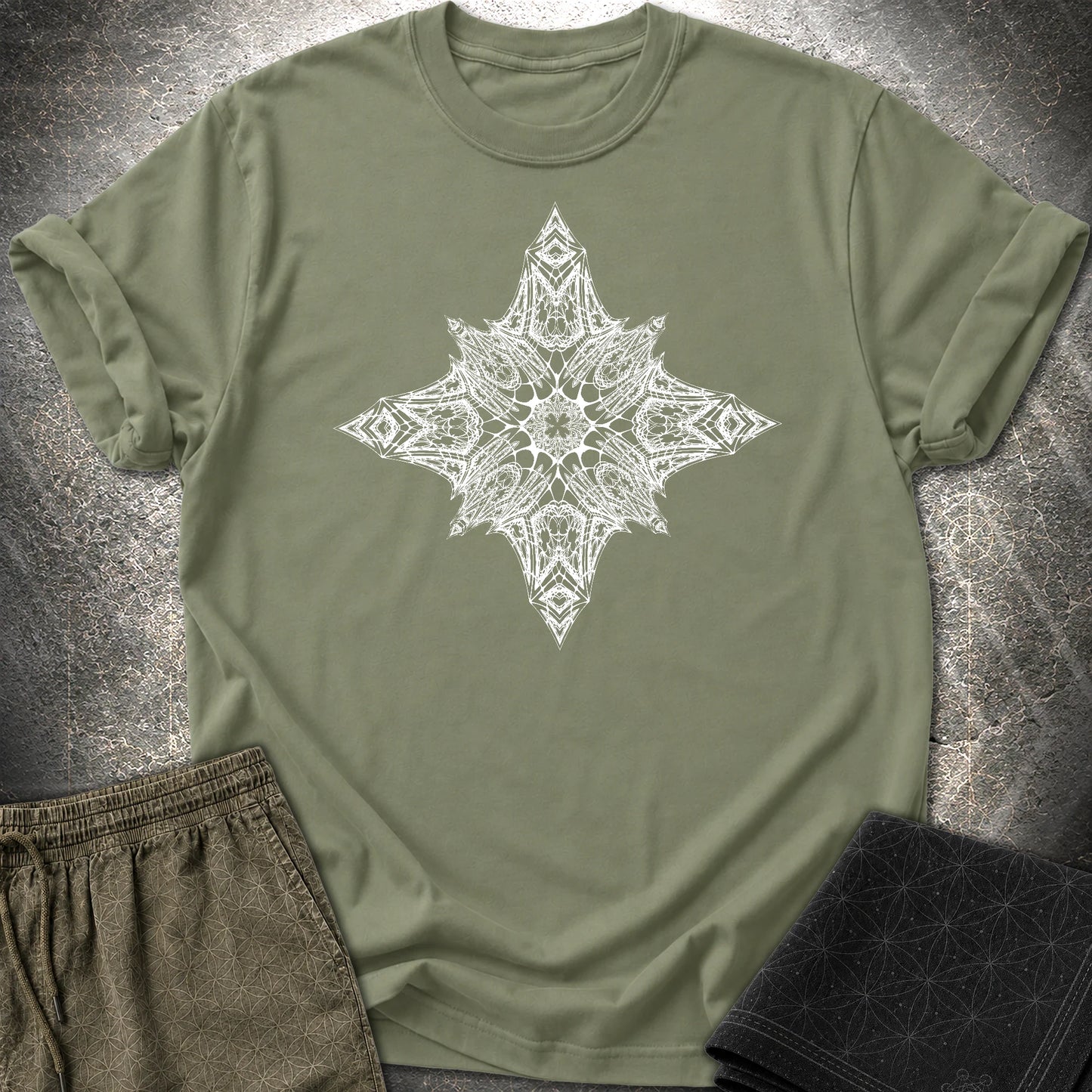 Abstract Symmetry T-Shirt - Abstract Symmetry T-Shirt - Military Green