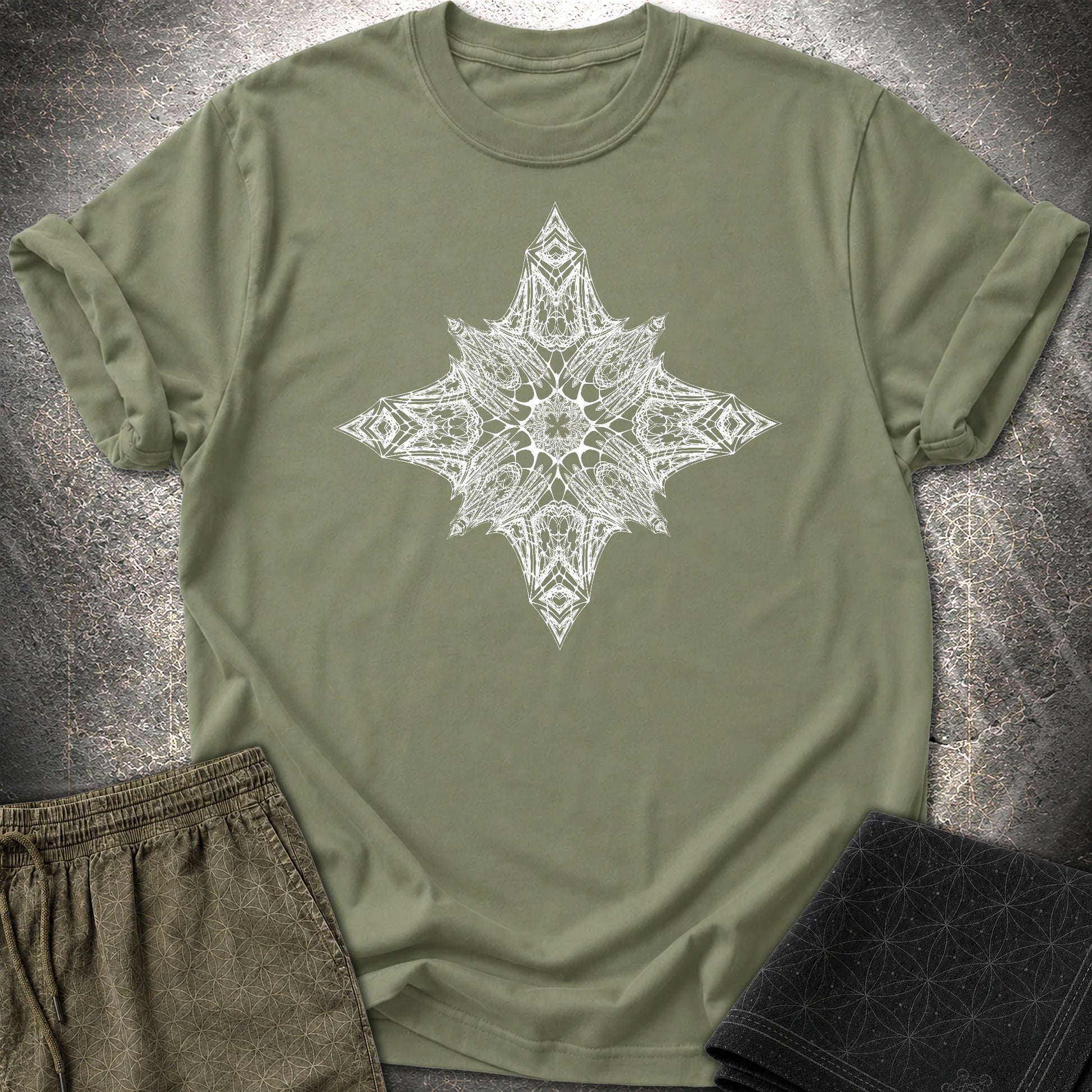 Abstract Symmetry T-Shirt - Abstract Symmetry T-Shirt - Military Green