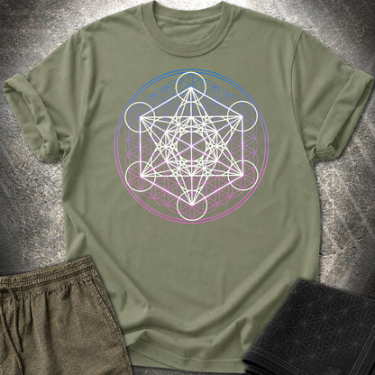 White Metatron Gradient Flower T-Shirt - White Metatron Gradient Flower T-Shirt - Military Green