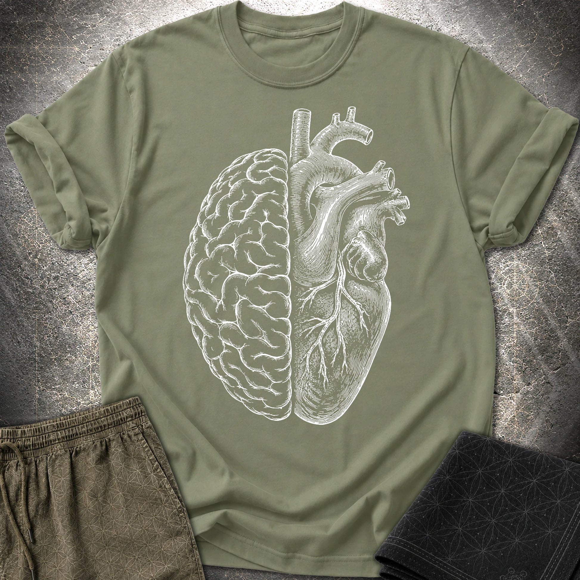 Heart Brain - Heart Brain T-Shirt - Military Green