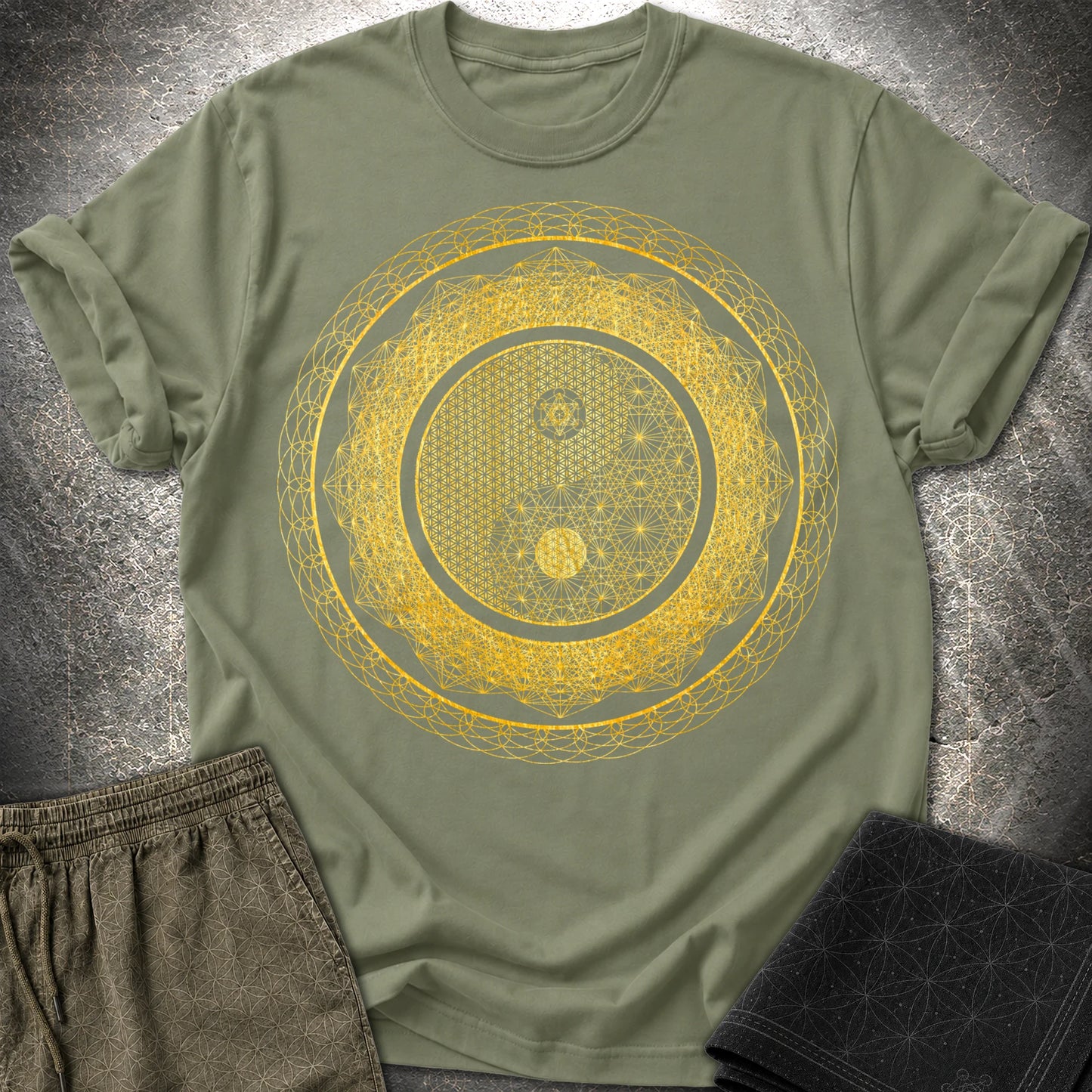 Yin Yang Gold T-Shirt - Yin Yang Gold T-Shirt - Military Green