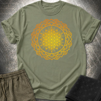 Tetrahedron Mandala T-Shirt - Tetrahedron Mandala T-Shirt - Military Green