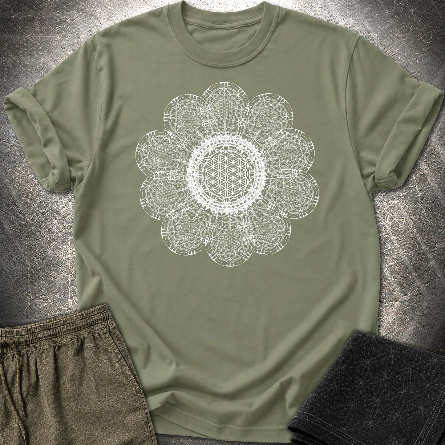 Rave Flower T-Shirt - Rave Flower T-Shirt - Military Green