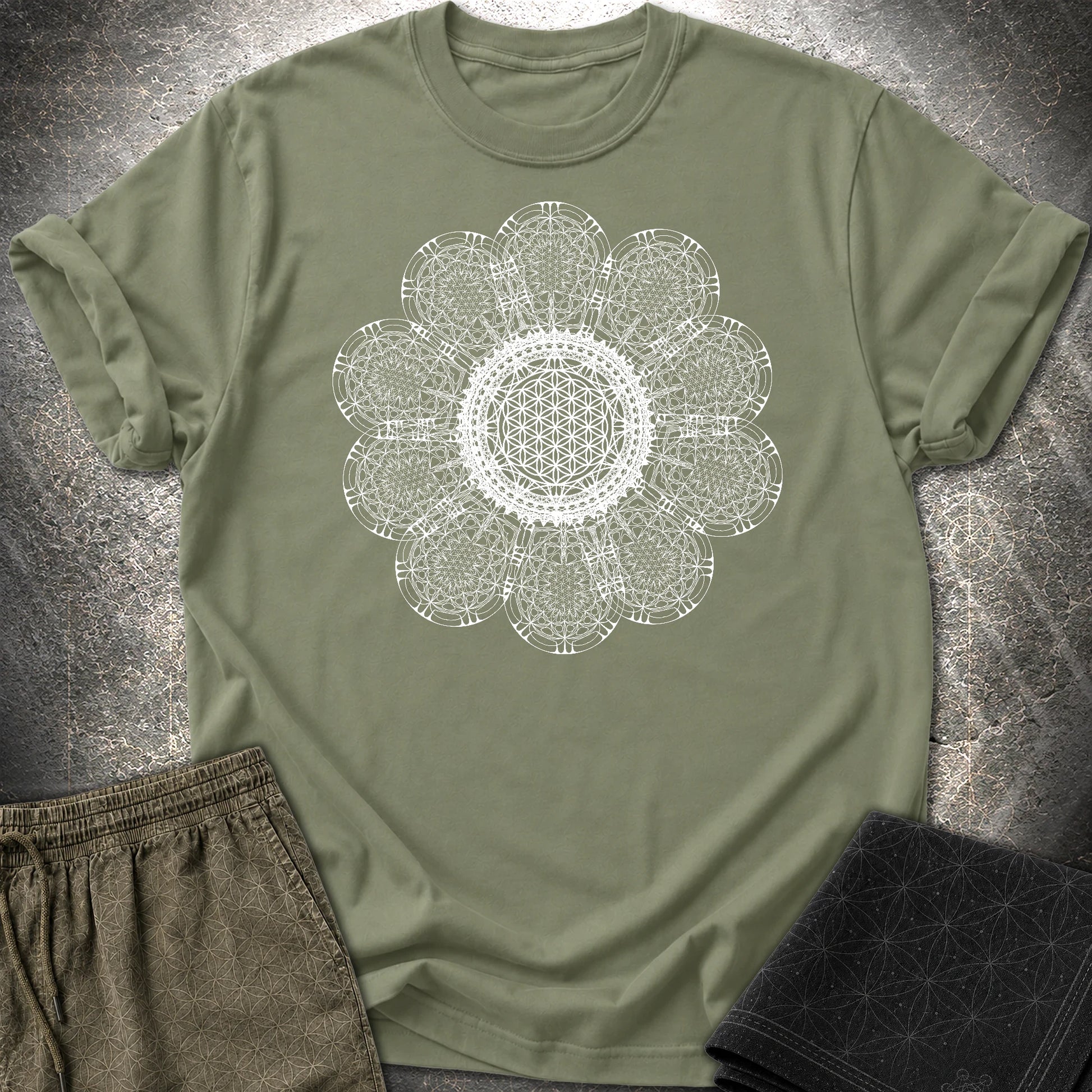 Rave Flower T-Shirt - Rave Flower T-Shirt - Military Green