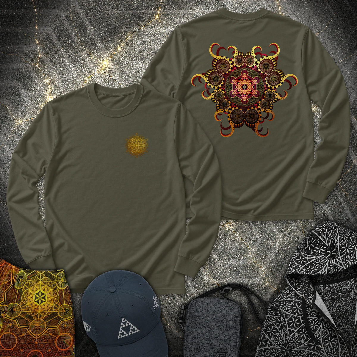 Organic Metatron 2 Sided - Organic Metatron 2 Sided Long Sleeve Shirt - Military Green