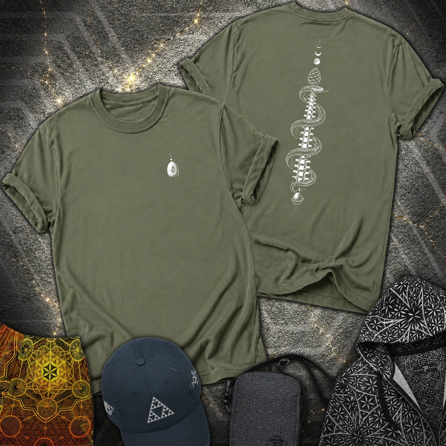 Sacred Coil - Sacred Coil 2 Sided T-Shirt - Military Green