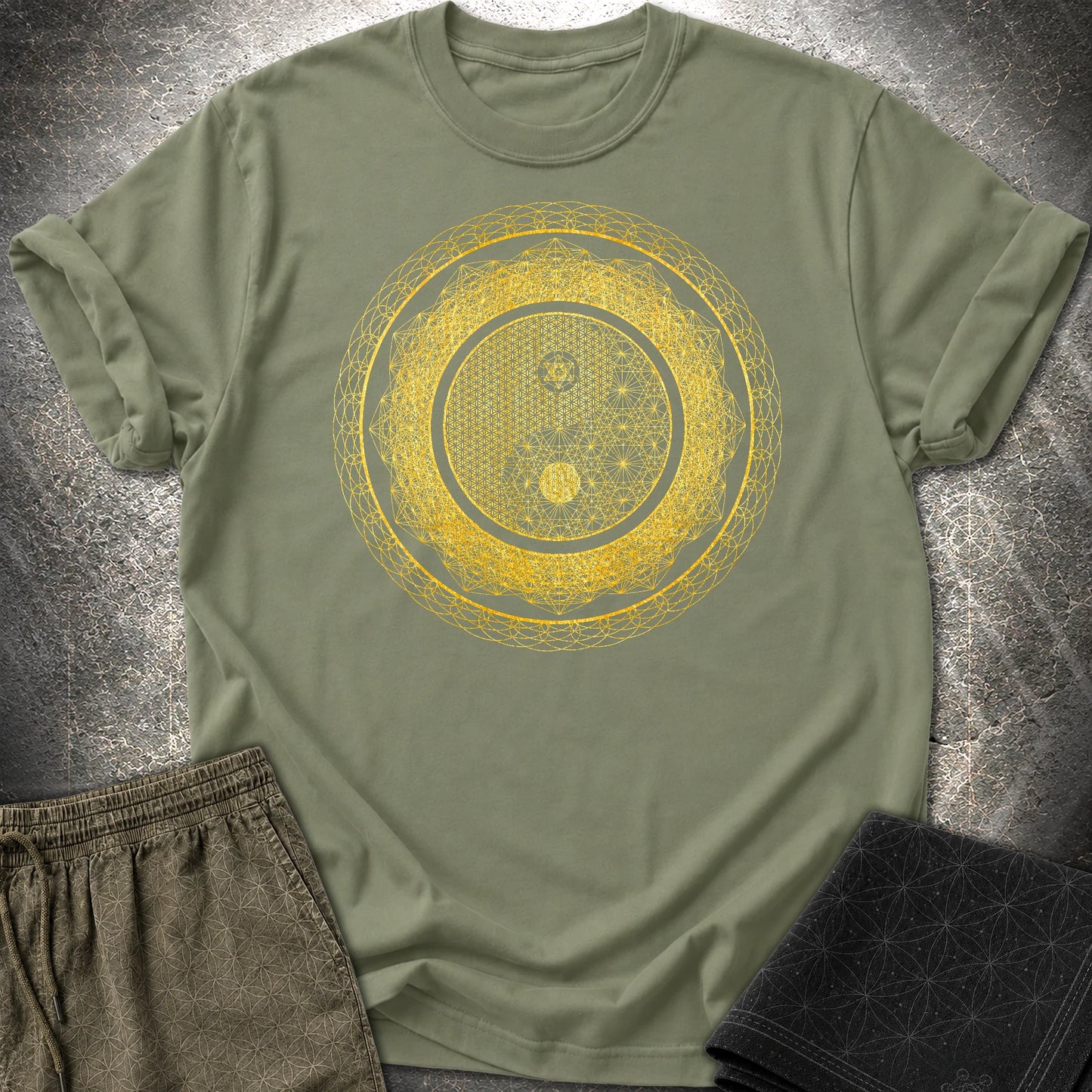 Yin Yang Gold T-Shirt - Yin Yang Gold T-Shirt - Military Green