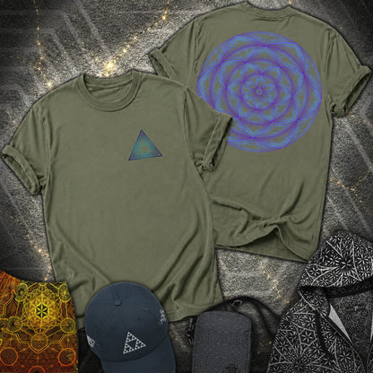 Sierpinski Seed Of Life 2 Sided T-Shirt - Sierpinski Seed Of Life 2 Sided T-Shirt - Military Green