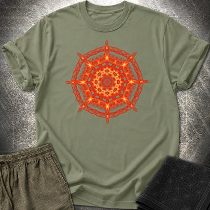 Radiant Geometry Portal Mandala - Radiant Geometry Portal Mandala T-Shirt - Military Green