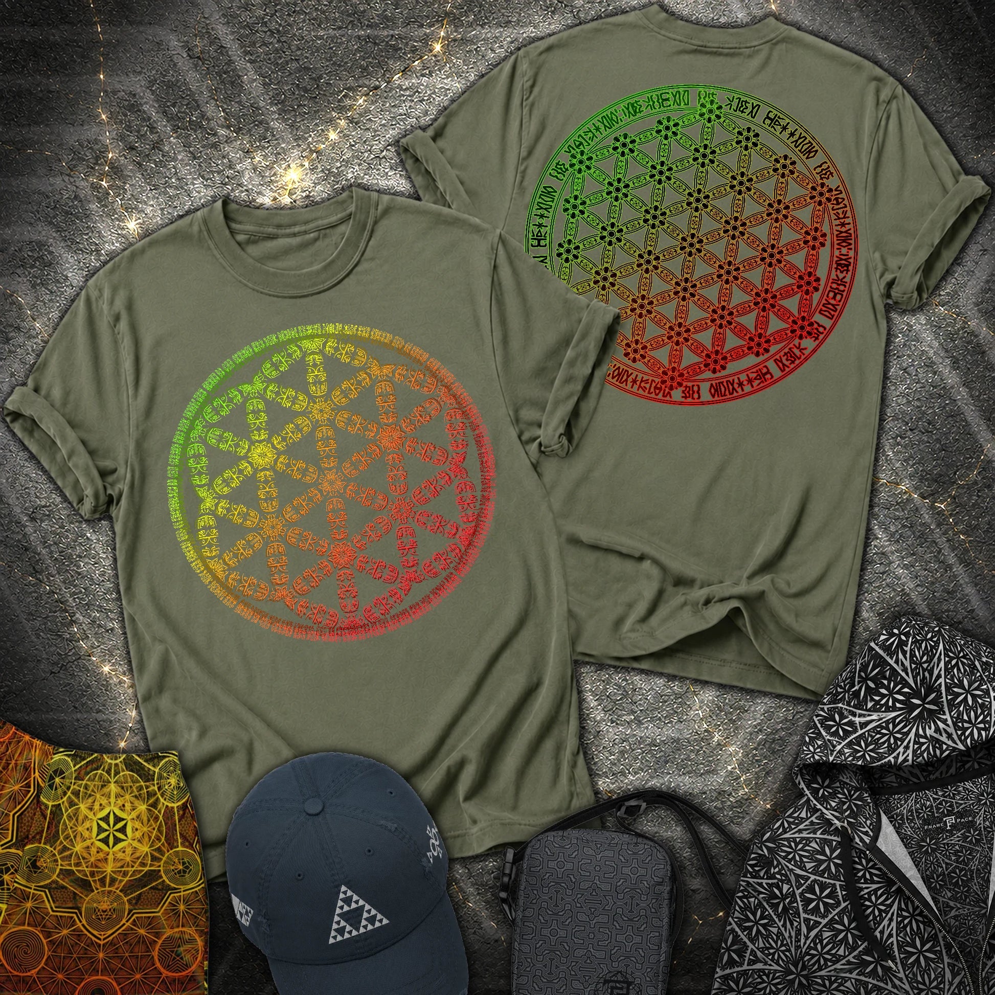 Seed and Flower 2 Sided T-Shirt - Seed and Flower 2 Sided T-Shirt - Military Green