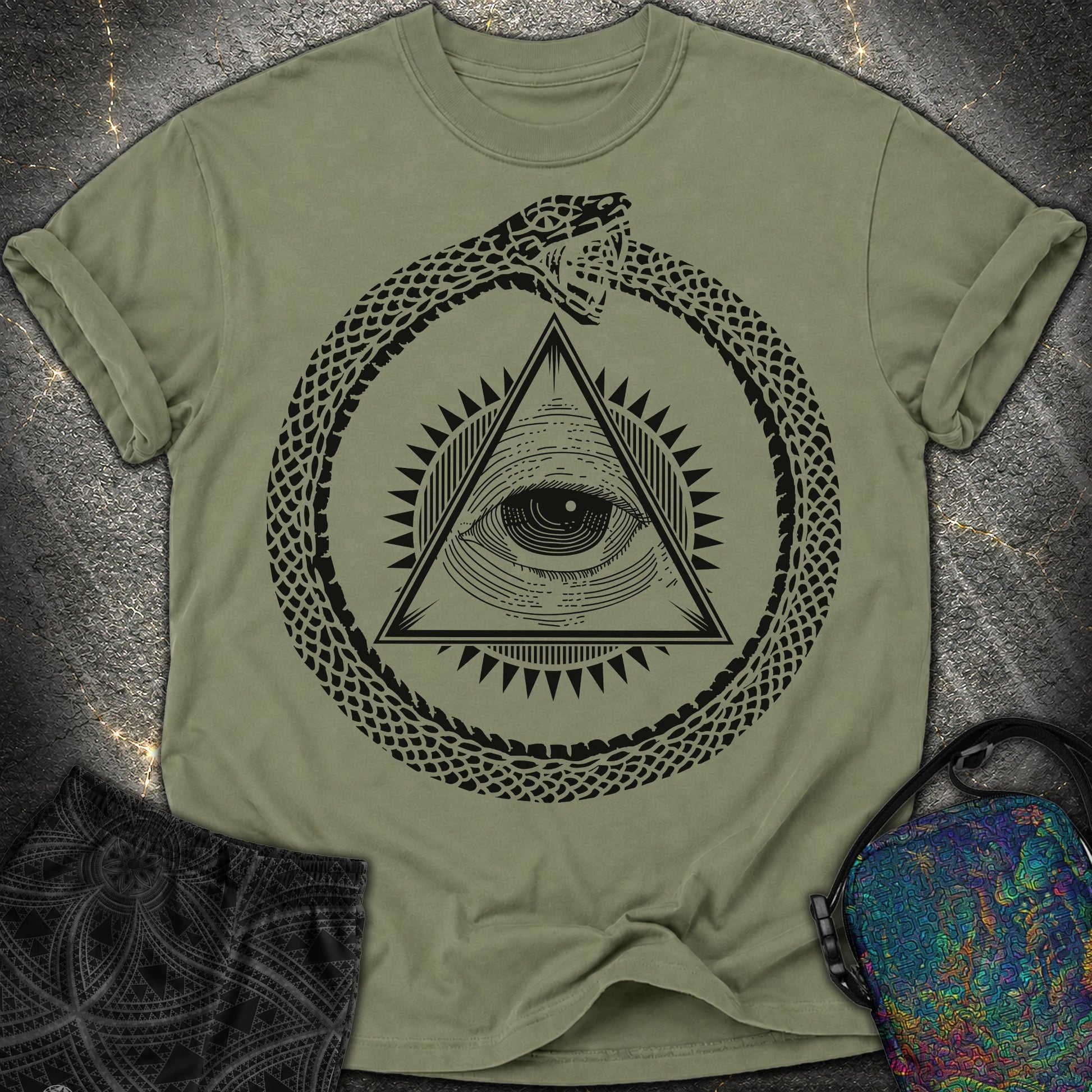 Ouroboros Eye of Providence - Ouroboros Eye of Providence Comfort T-Shirt - Moss