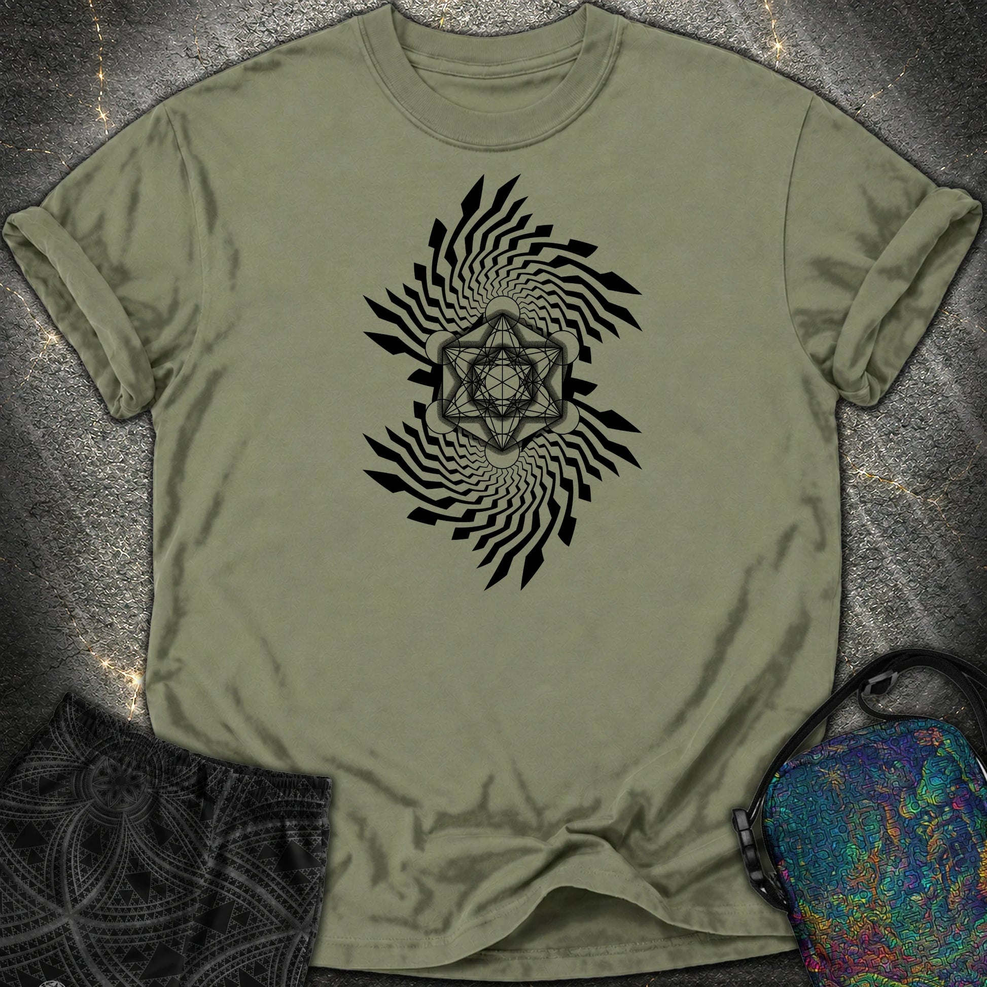 Spiral Metatron Comfort T-Shirt - Spiral Metatron Comfort T-Shirt - Moss