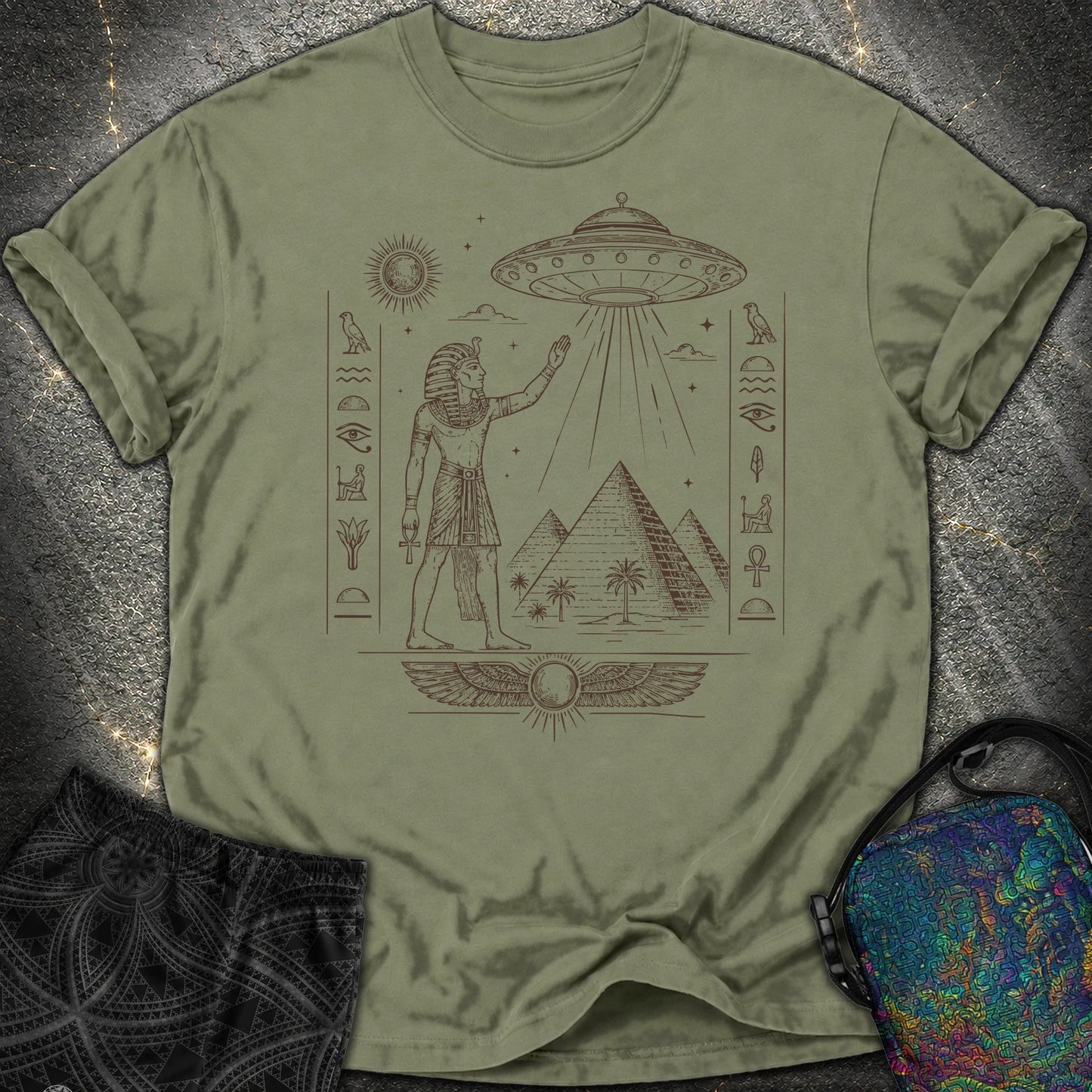 Pharaoh Beneath the Star Vessel - Pharaoh Beneath the Star Vessel Comfort T-Shirt - Moss