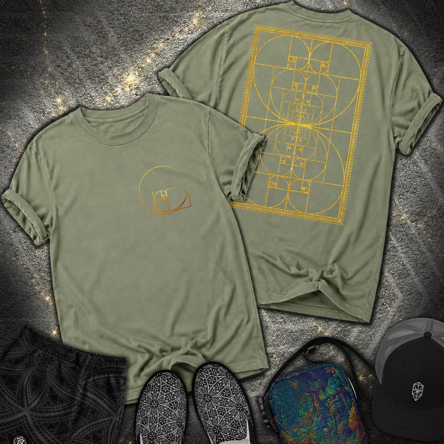 Golden Ratio Spiral 2 Sided T-Shirt - Golden Ratio Spiral 2 Sided Comfort T-Shirt - Moss