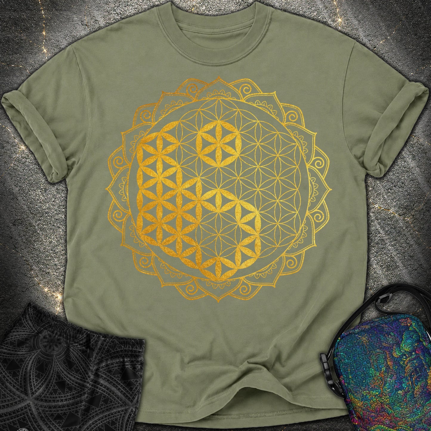 Yin Yang Gold Mandala - Yin Yang Gold Mandala Comfort T-Shirt - Moss