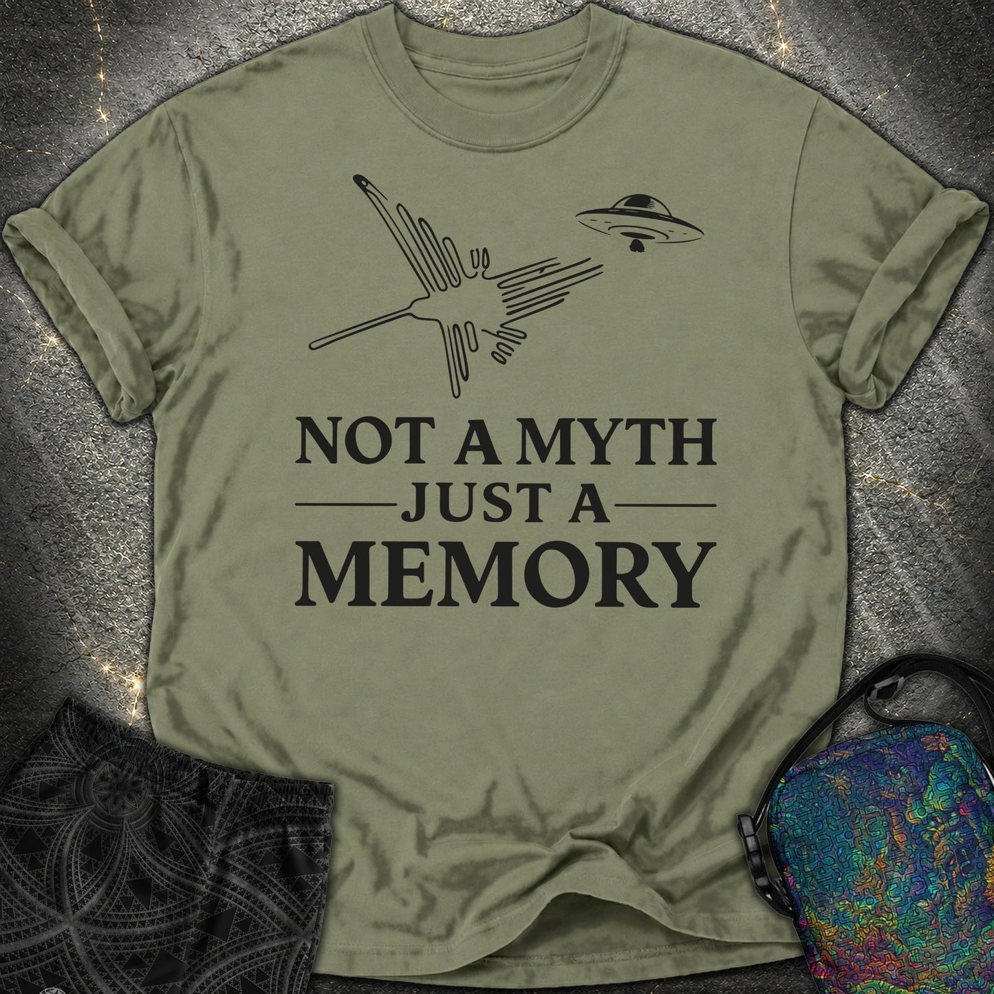 NOT MYTH JUST MEMORY Czarne - NOT MYTH JUST MEMORY Czarne Comfort T-Shirt - Moss