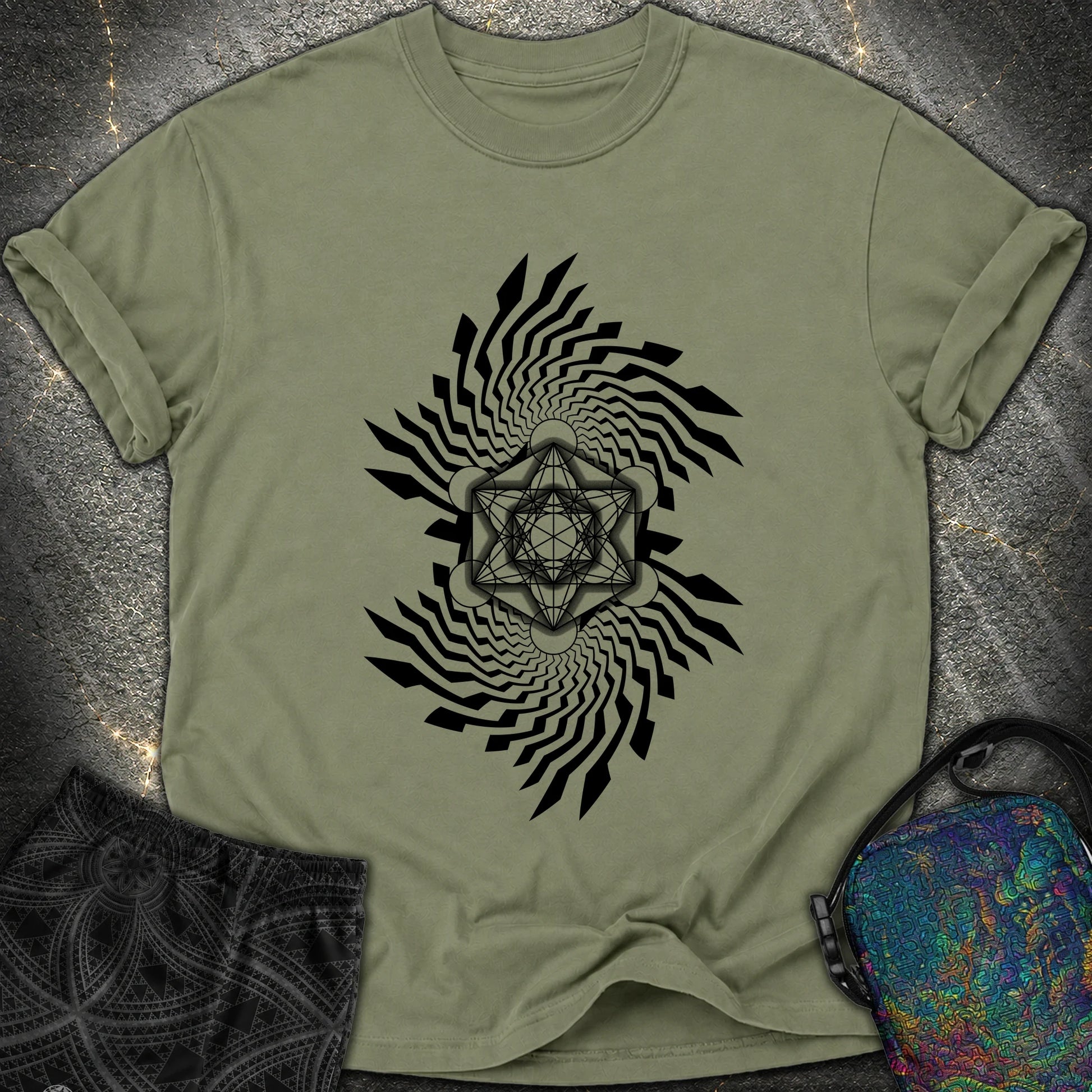 Spiral Metatron T-Shirt - Spiral Metatron Comfort T-Shirt - Moss