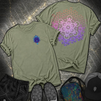Metatron And Flower Connection Comfort 2 Sided T-Shirt - Metatron And Flower Connection Comfort 2 Sided T-Shirt - Moss