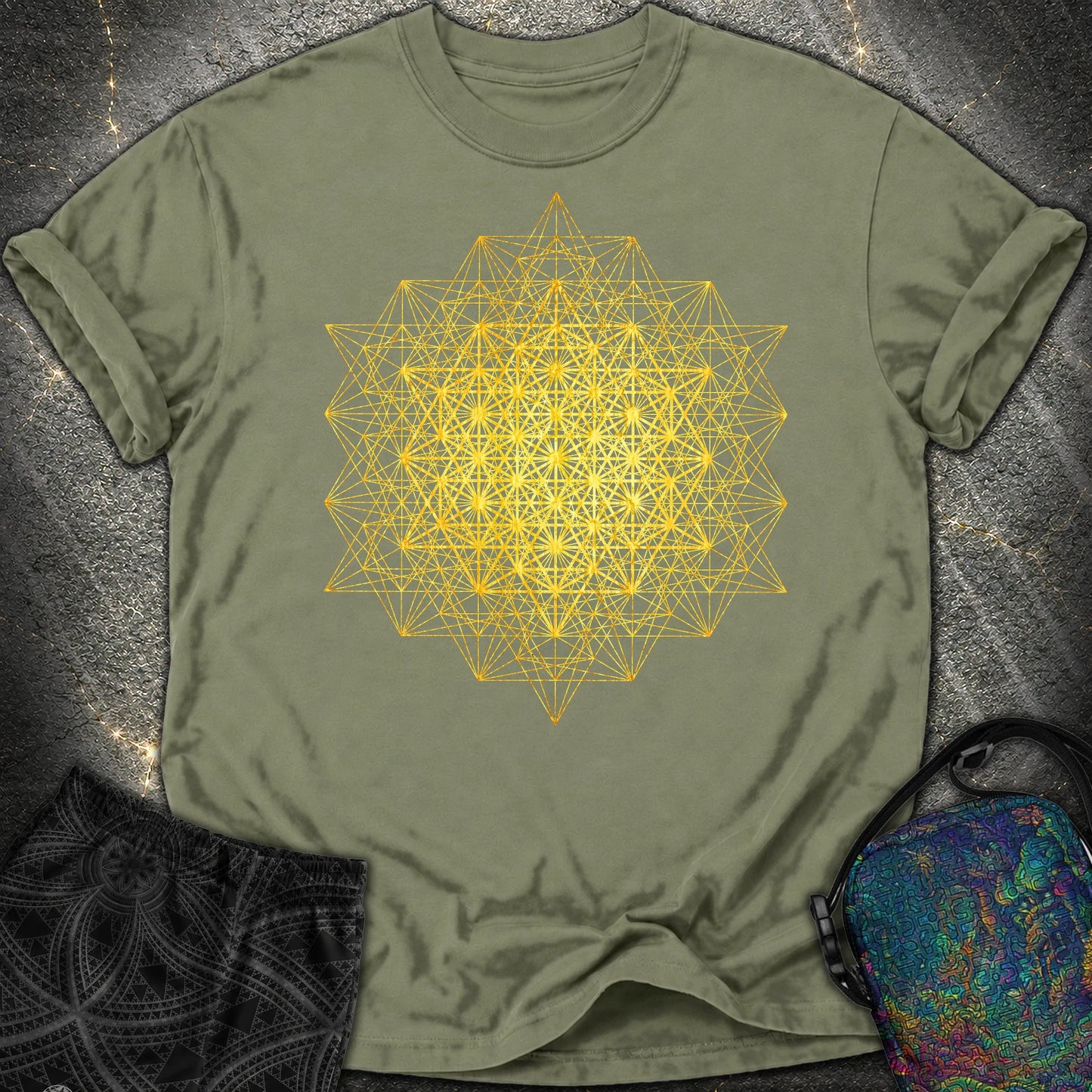 64 Tetrahedron Metatron Grid Comfort T-Shirt - 64 Tetrahedron Metatron Grid Comfort T-Shirt - Moss