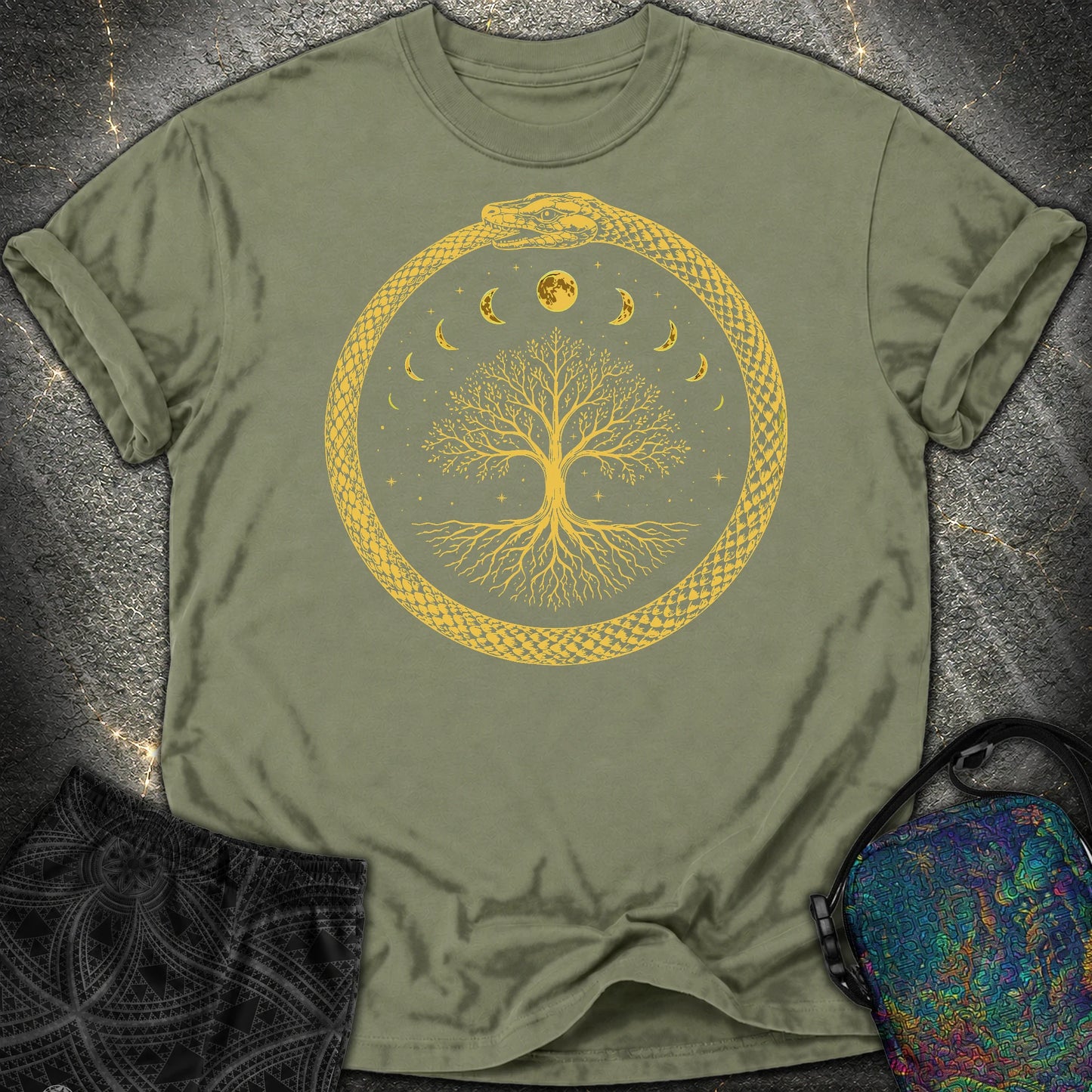 Ouroboros Moon Tree Comfort T-Shirt - Ouroboros Moon Tree Comfort T-Shirt - Moss