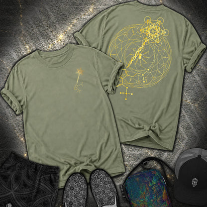 Psilocybin Key To Universe 2 Sided Comfort T-Shirt - Psilocybin Key To Universe 2 Sided Comfort T-Shirt - Moss
