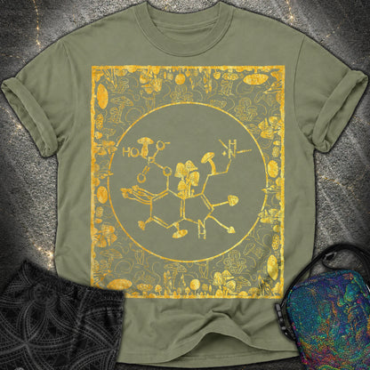 Psilocybin Molecule Mushroom Frame - Psilocybin Molecule Mushroom Frame Comfort T-Shirt - Moss