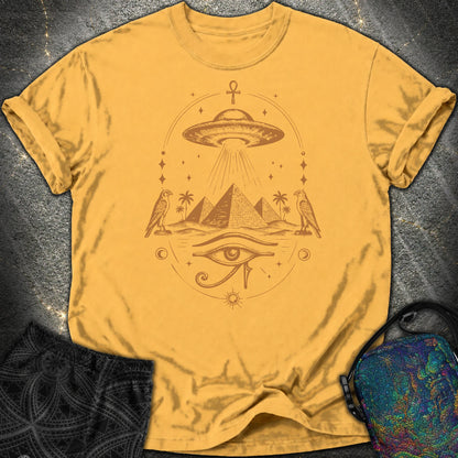 Starship Above the Sacred Pyramids - Starship Above the Sacred Pyramids Comfort T-Shirt - Mustard