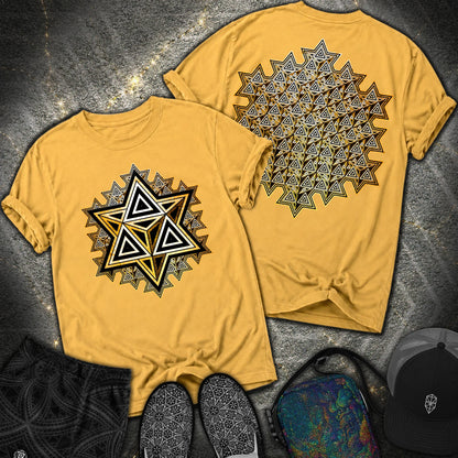 Sacred Gold Merkaba 2 Sided Comfort T-shirt - Sacred Gold Merkaba 2 Sided Comfort T-shirt - Mustard