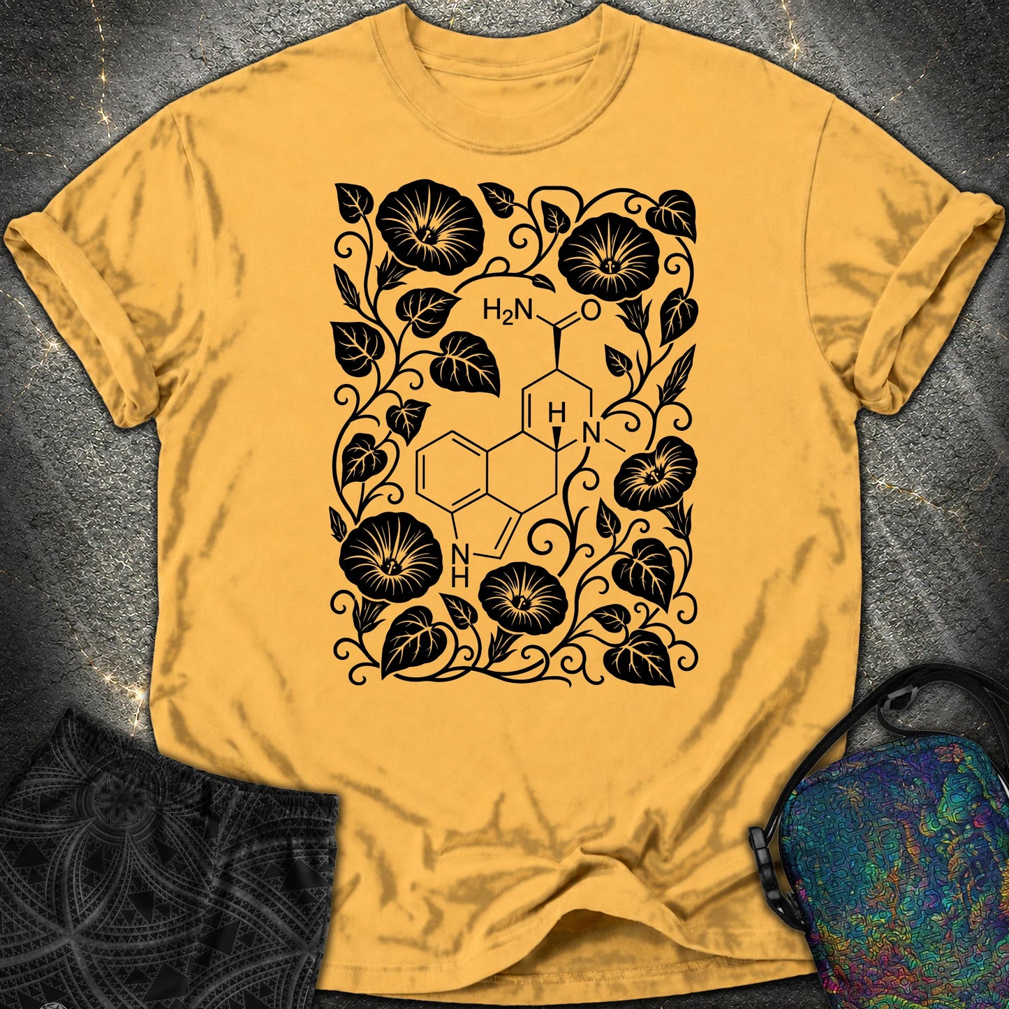 Morning Glory Molecule - Morning Glory Molecule Comfort T-Shirt - Mustard