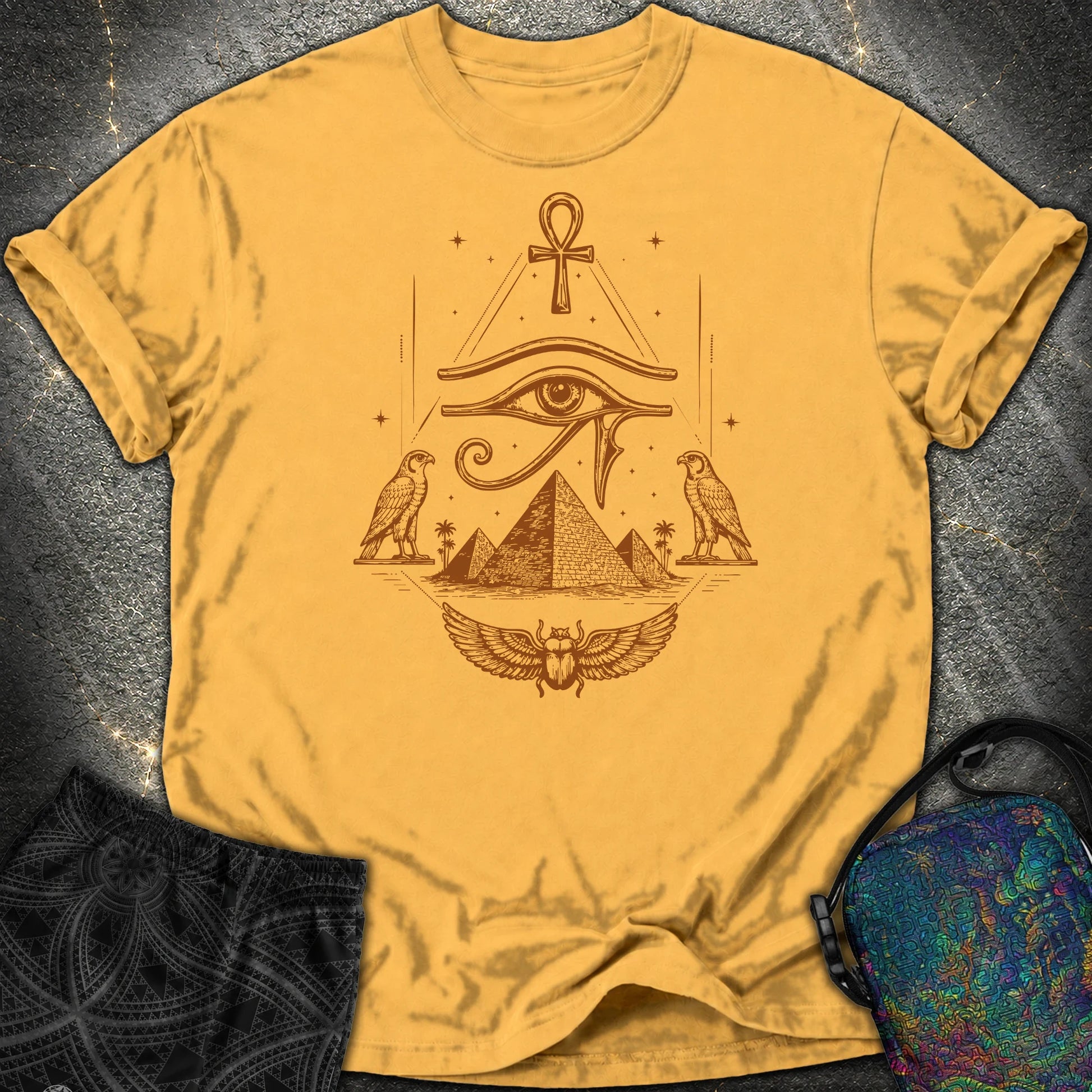 Eye Above the Ancient Pyramids - Eye Above the Ancient Pyramids Comfort T-Shirt - Mustard