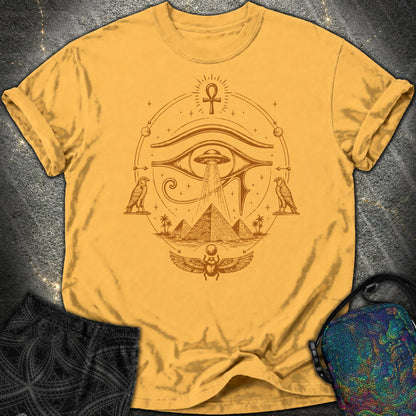 Ancient Eye Over Alien Pyramids - Ancient Eye Over Alien Pyramids Comfort T-Shirt - Mustard