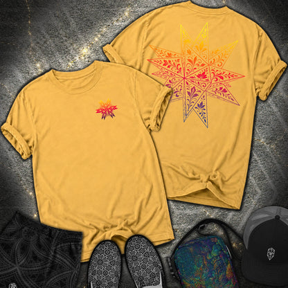 Colorful Stellated Dodecahedron 2 Sided Comfort T-Shirt - Colorful Stellated Dodecahedron 2 Sided Comfort T-Shirt - Mustard