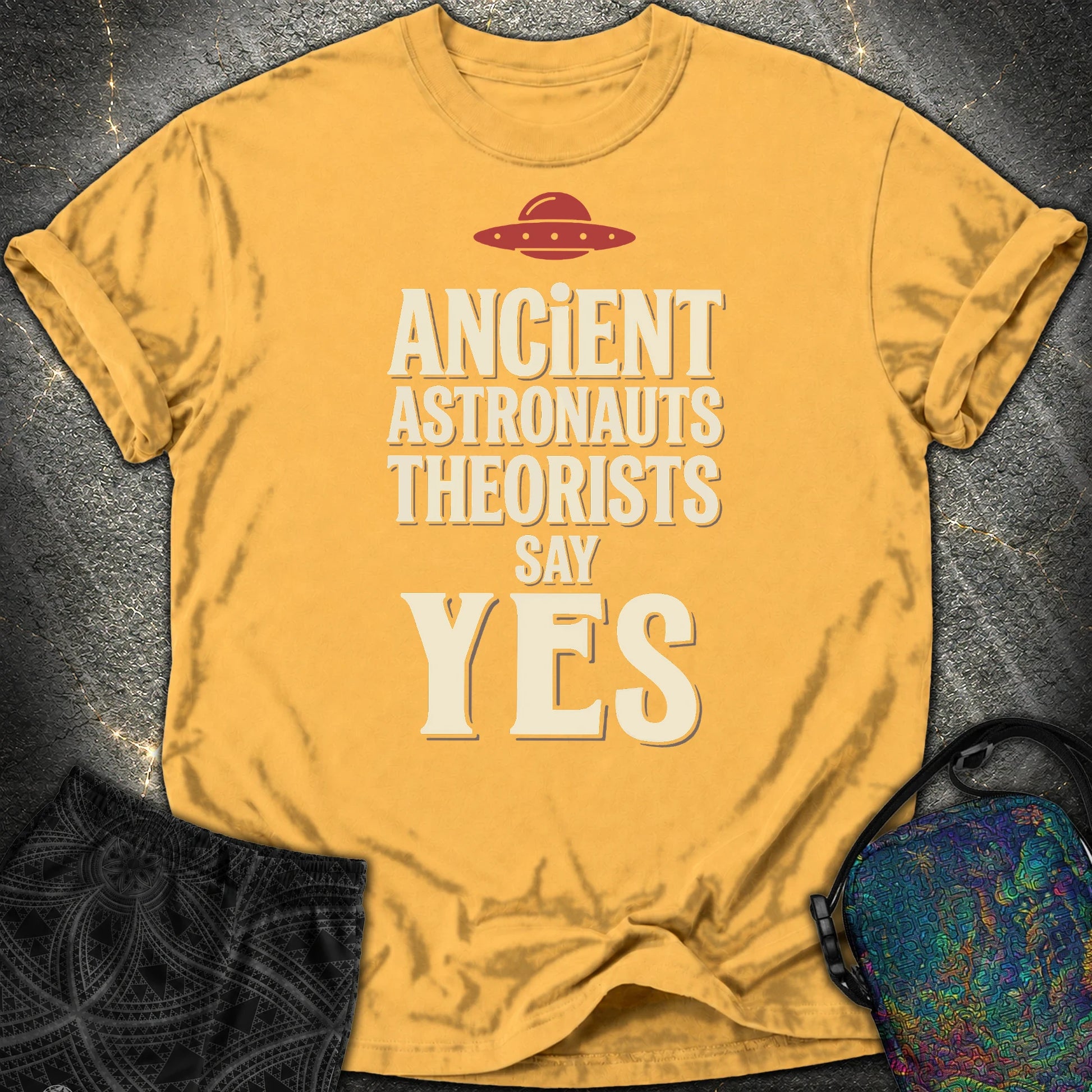 Ancient Astronaut Sey Yes 3 - Ancient Astronaut Sey Yes 3 Comfort T-Shirt - Mustard