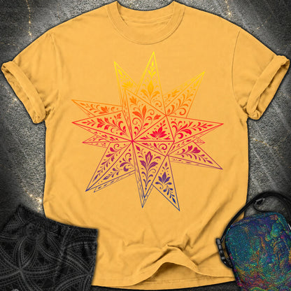 Colorful Stellated Dodecahedron - Colorful Stellated Dodecahedron Comfort T-Shirt - Mustard