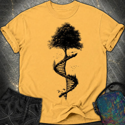 Tree of Life DNA Double Helix Comfort T-Shirt - Tree of Life DNA Double Helix Comfort T-Shirt - Mustard