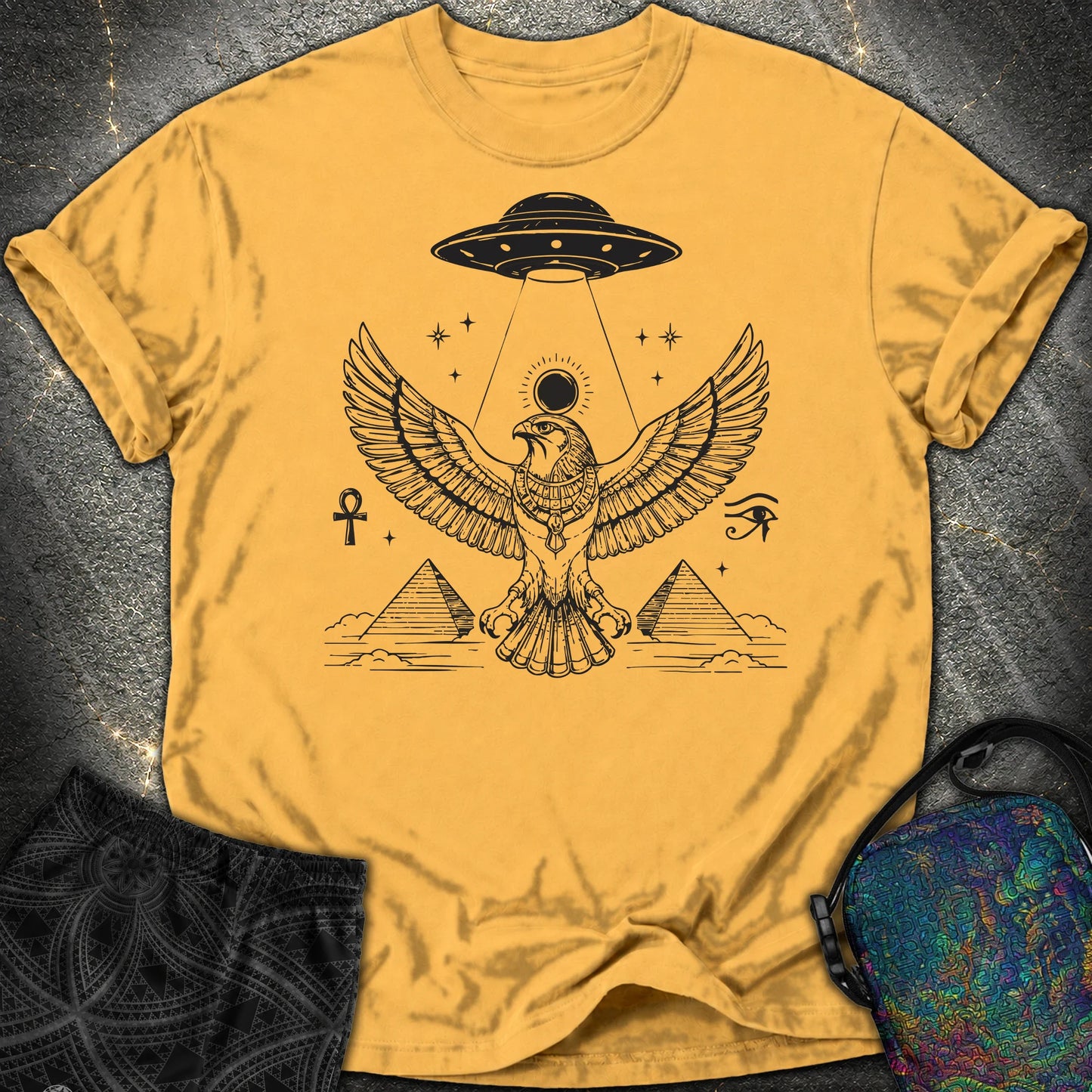 Shadow Falcon Under Alien Light - Shadow Falcon Under Alien Light Comfort T-Shirt - Mustard