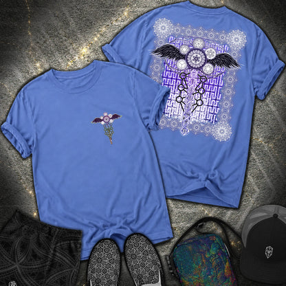 Winged Metatron DNA 2 Sided T-Shirt - Winged Metatron DNA 2 Sided Comfort T-Shirt - Mystic Blue