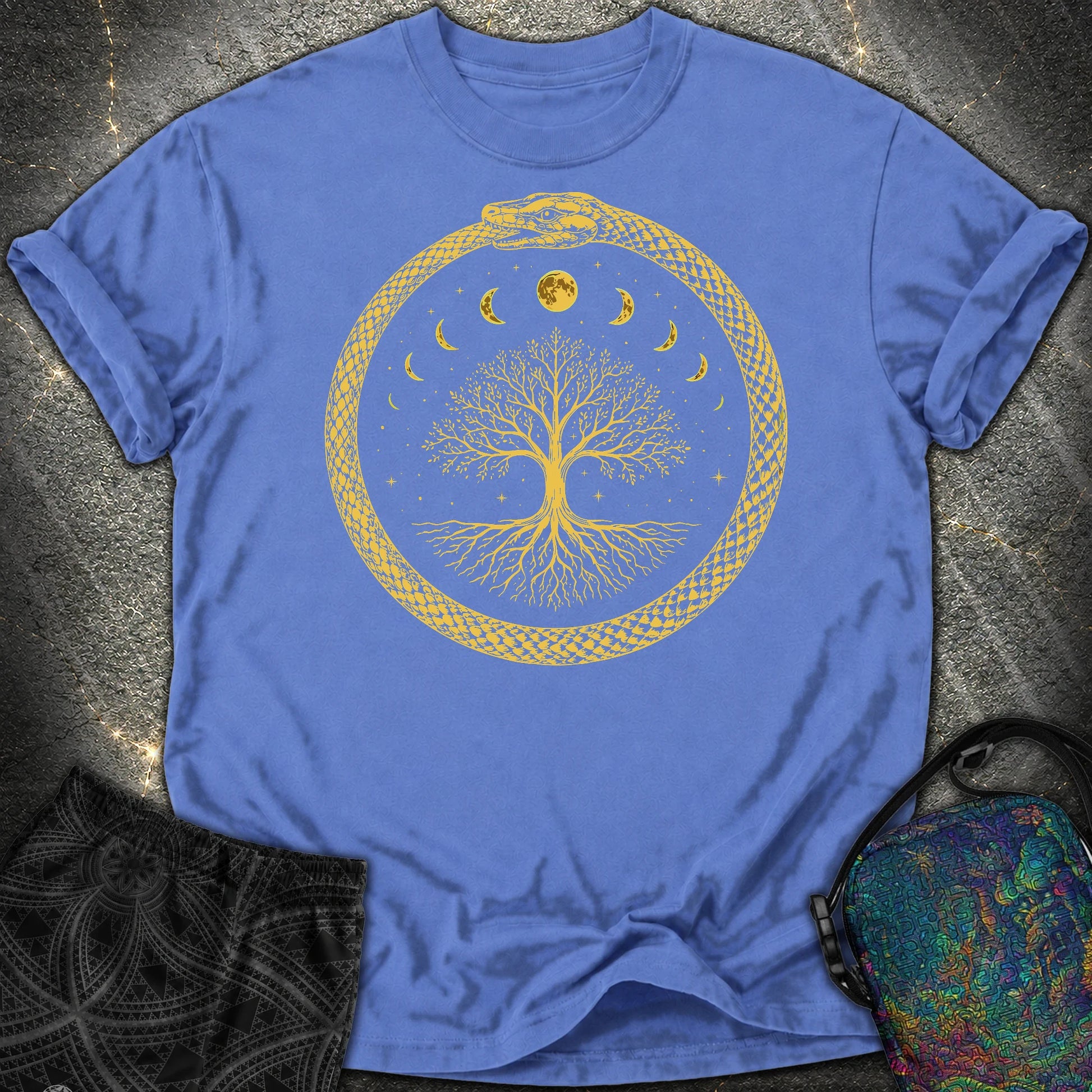 Ouroboros Moon Tree Comfort T-Shirt - Ouroboros Moon Tree Comfort T-Shirt - Mystic Blue