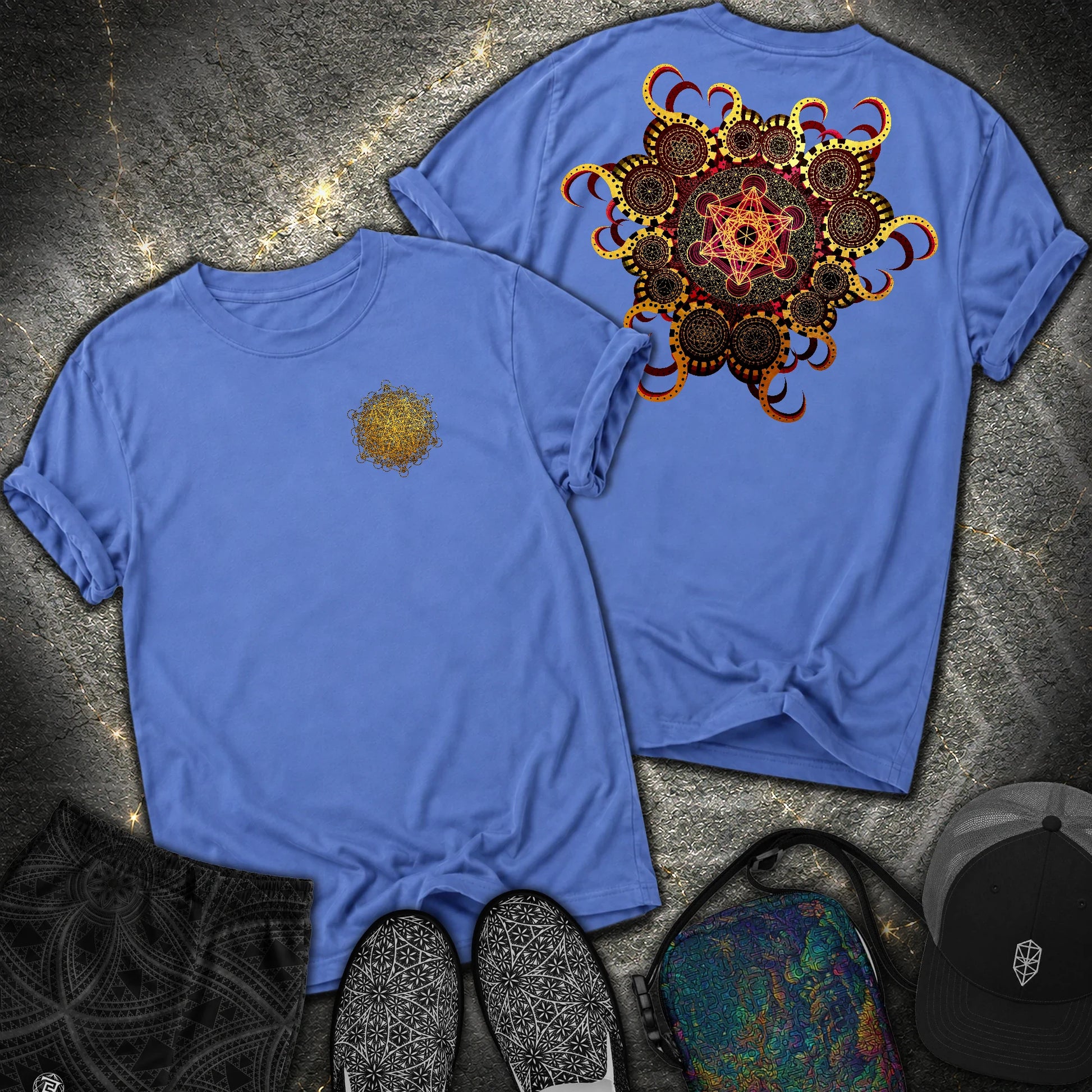 Organic Metatron 2 Sided Comfort T-shirt - Organic Metatron 2 Sided Comfort T-shirt - Mystic Blue