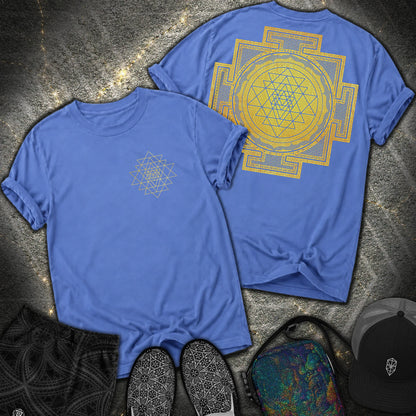 Sri Yantra Patterns 2 Sided T-Shirt - Sri Yantra Patterns 2 Sided Comfort T-Shirt - Mystic Blue