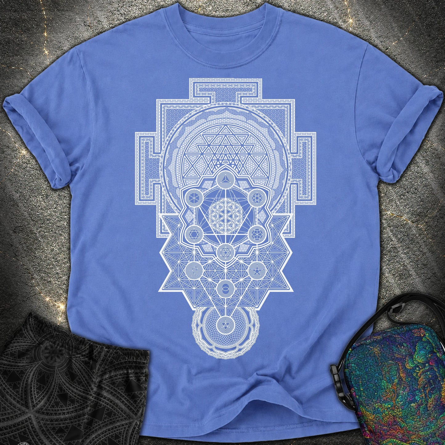 Sacred Geometry Encyclopedia - Sacred Geometry Encyclopedia Comfort T-Shirt - Mystic Blue