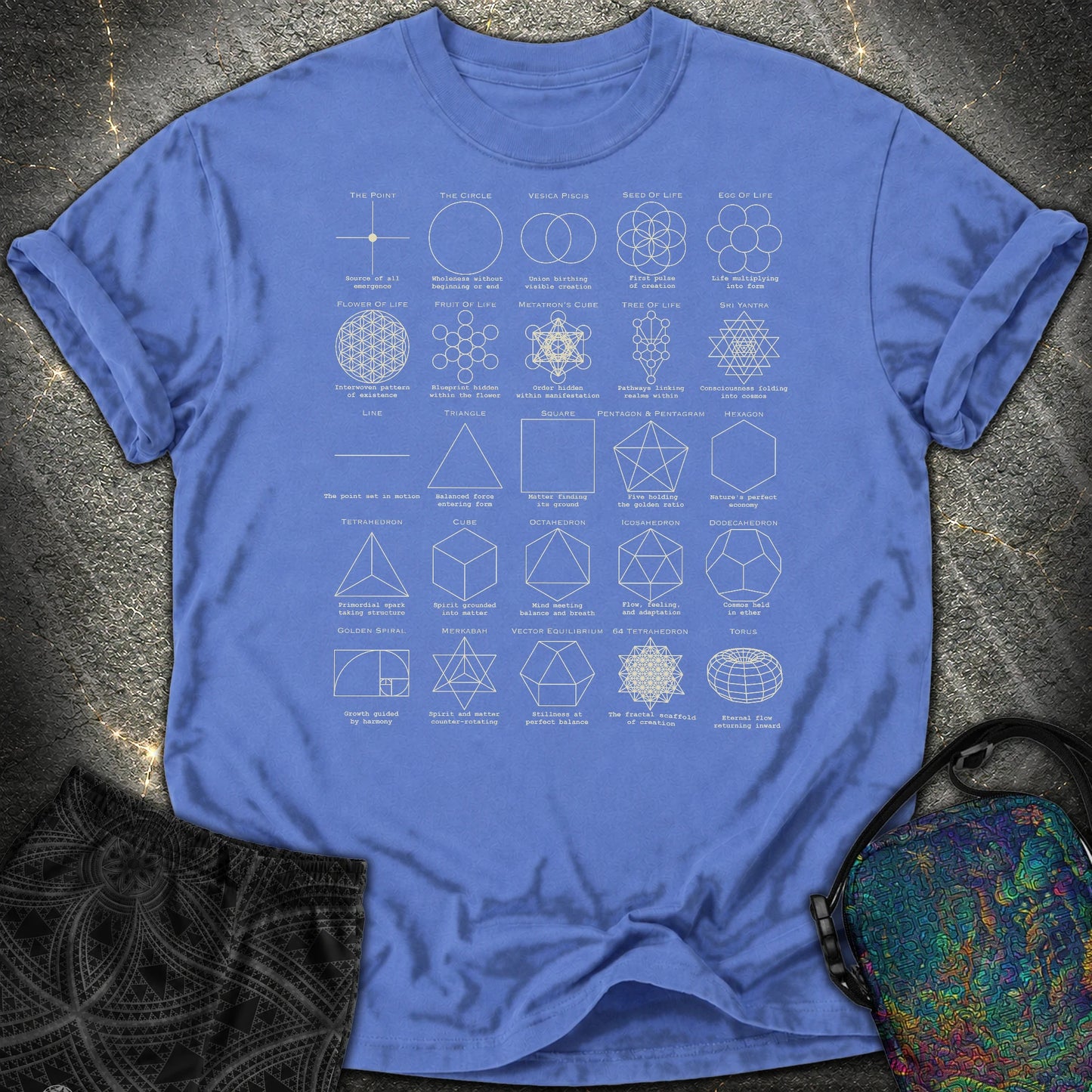 Sacred Geometry Figures Comfort T-Shirt - Sacred Geometry Figures Comfort T-Shirt - Mystic Blue