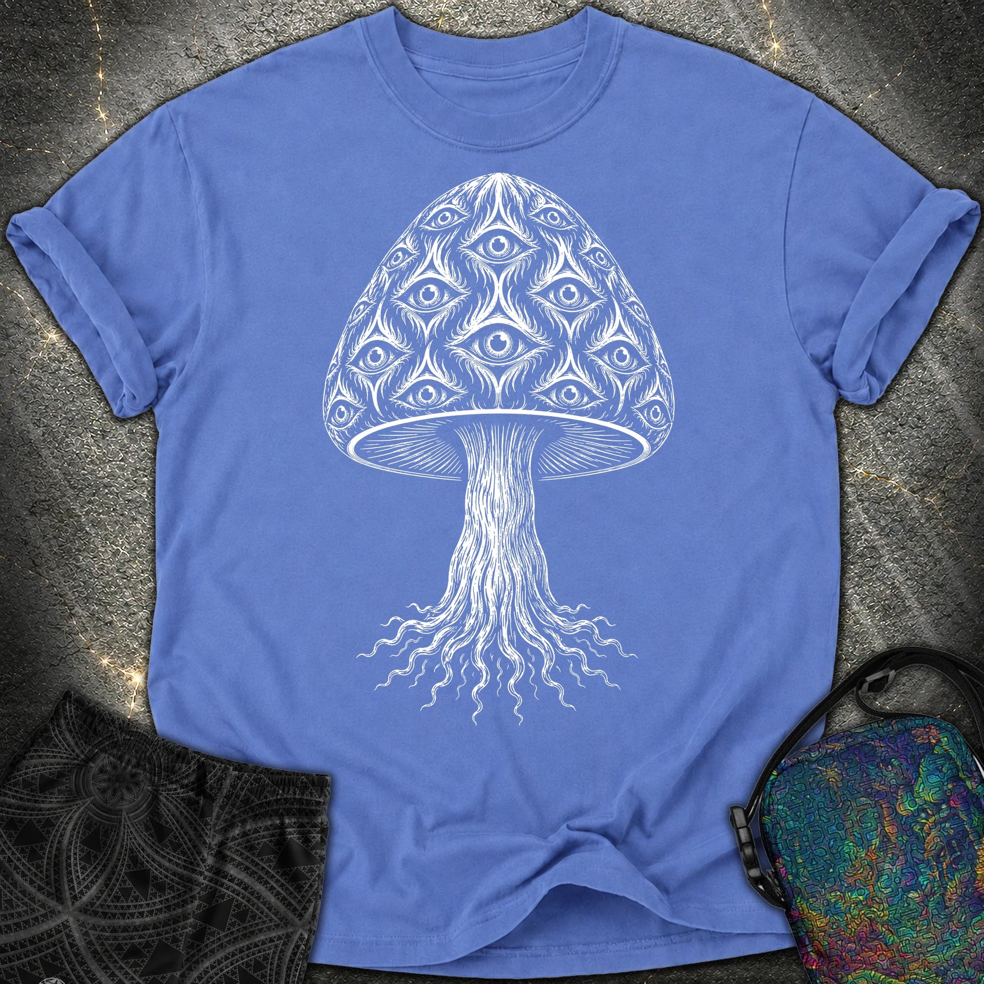 All-Seeing Mushroom - All-Seeing Mushroom Comfort T-Shirt - Mystic Blue